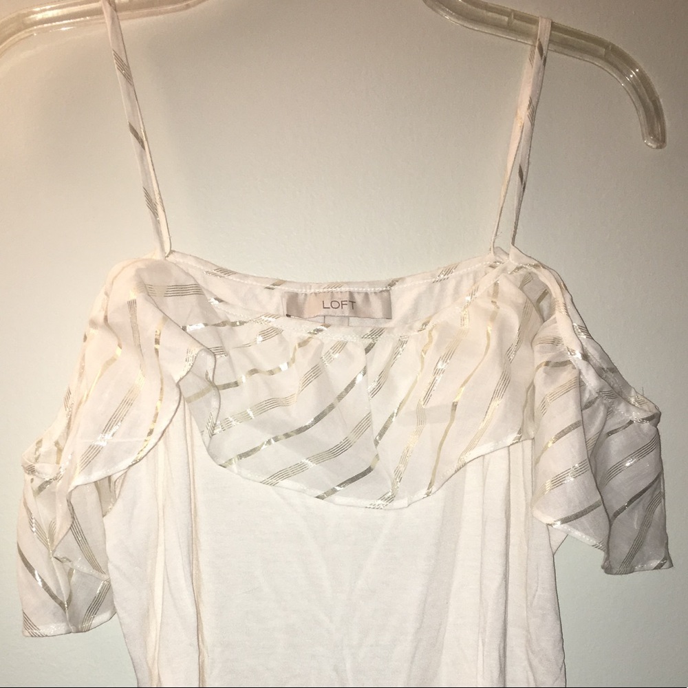 White tank top with gold detail